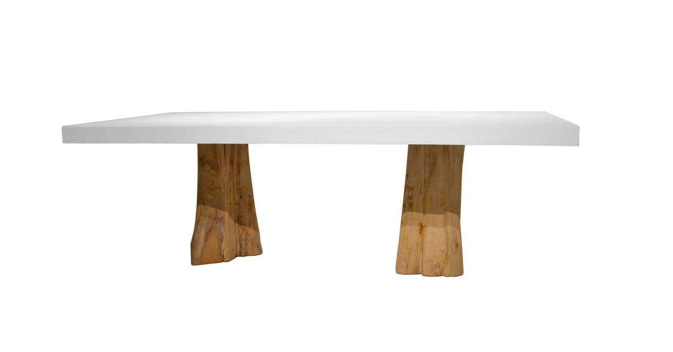 ART Log Dining Table W/ Concrete Top