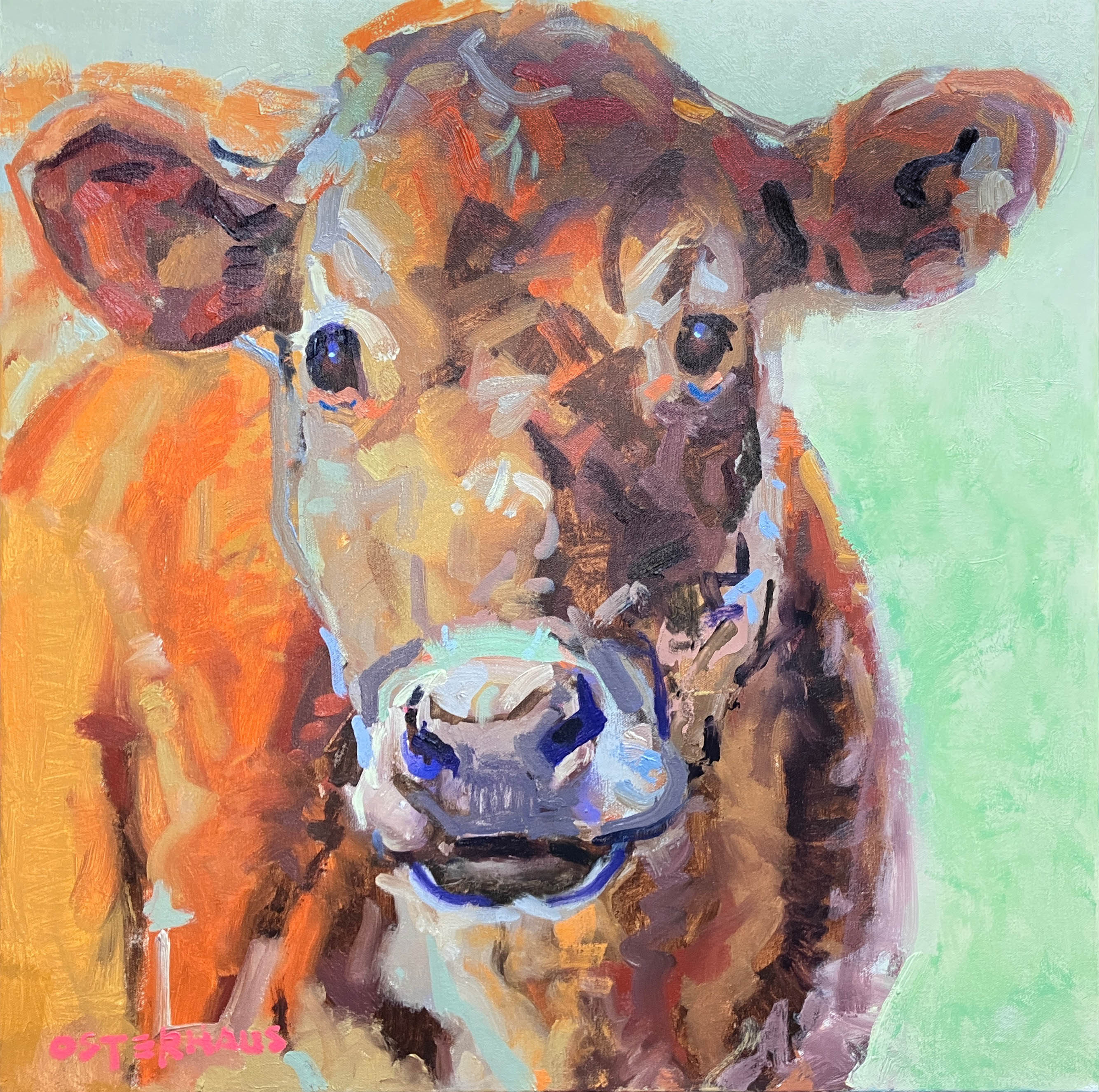 BM326 COW ON PALE GREEN